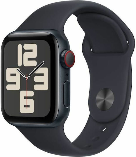 Apple Watch SE 2023 Cellular Aluminium 40mm Waterproof with Heart Rate Monitor (Midnight with Midnight Sport Band (M/L))