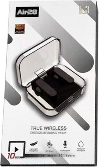 AIR28 In-ear Bluetooth Handsfree Earphones with Charging Case Black view 1