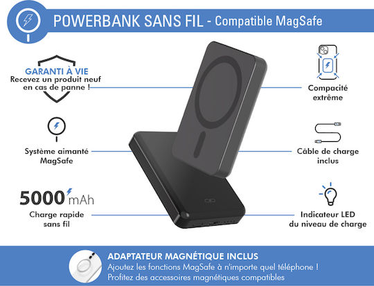 Force Power MagSafe Power Bank 5000mAh 15W with USB-C Port Black view 3