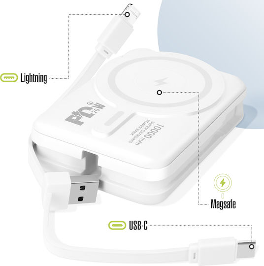 Moxie MagSafe Power Bank 10000mAh 15W White view 3