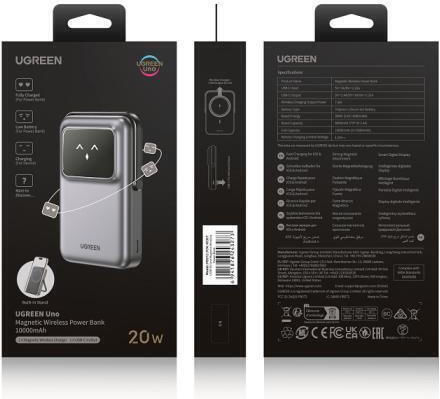 Ugreen PB572 Power Bank 10000mAh 20W Power Delivery Gray view 3