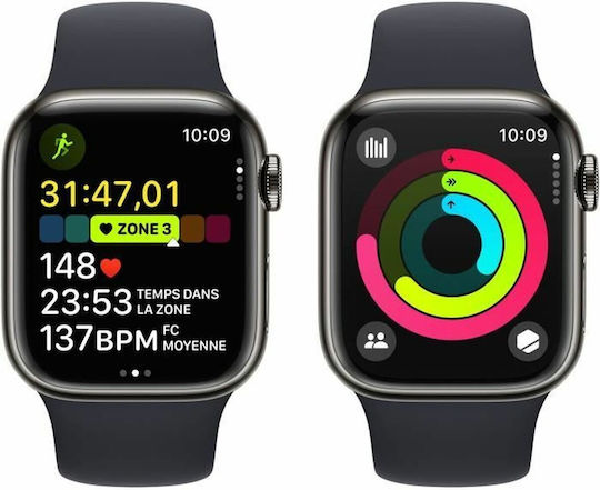 Apple Watch Series 9 Cellular Stainless Steel 41mm Waterproof with eSIM and Heart Rate Monitor (Gold with Clay Sport Band (S/M)) view 3