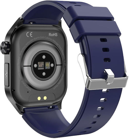 Et580 2.04 Inch Amoled Screen Sports Smart Watch Support Bluethooth Call Ecg Function Blue Silicone Band view 3