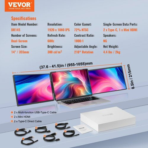Vevor BXSDNXSQ14YCAKI6CV2 IPS Monitor 14" FHD 1920x1200 view 2