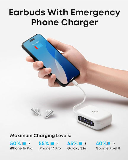 Soundcore by Anker P41i In-ear Bluetooth Handsfree Earphones with Sweat Resistance and Charging Case White view 4
