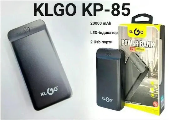 KLGO KP-85 Power Bank 20000mAh with 2 USB-A Ports Black vista 5
