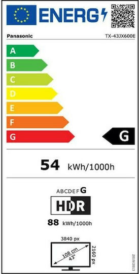 Panasonic Smart Television 43" 4K UHD LED TX-43JX600E HDR (2021) view 3