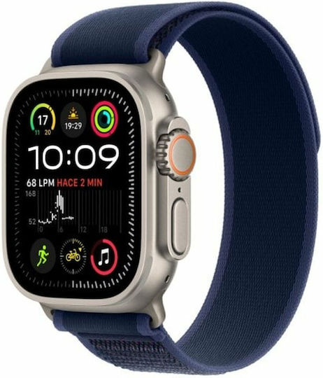 Apple Watch Ultra 2 Titanium 49mm Waterproof with eSIM and Heart Rate Monitor (Natural with Blue Trail Loop (M/L)) view 2