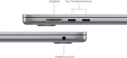 Apple MacBook Air 15" (2024) 15.3" Retina Display (M3-8-core/16GB/256GB SSD) Space Gray (DE Keyboard) view 3