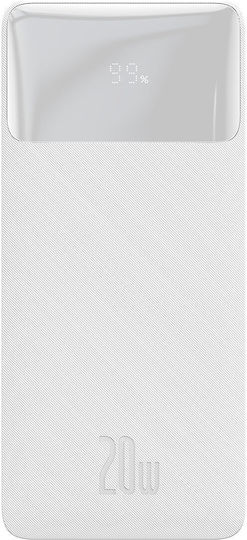 Baseus Bipow Overseas Edition Power Bank 10000mAh 20W with 2 USB-A Ports and USB-C Port White