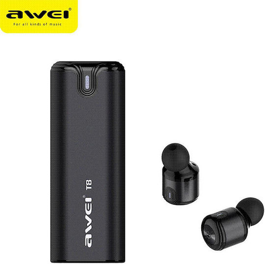 Awei T8 In-ear Bluetooth Handsfree Earphones with Sweat Resistance and Charging Case Black Ansicht 3