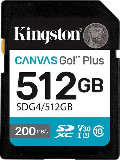 Kingston Canvas Go Plus SDXC 512GB U3 V30 UHS-I 200MB/s With Adapter