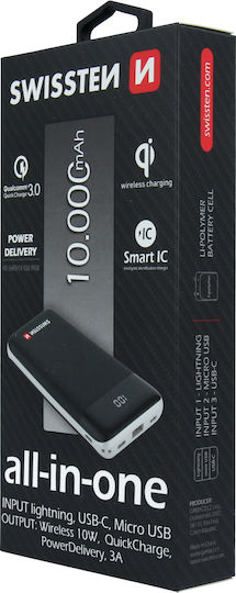 Swissten All in one Power Bank 10000mAh 10W with USB-A Port Quick Charge 3.0 Black view 5