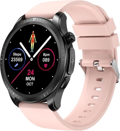 E420 1.39 Inch Color Screen Smart Watch Silicone Strap Support Heart Rate Monitoring Blood Pressure Monitoring Pink view 1
