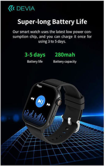 Devia Pro2 56mm Smartwatch with Heart Rate Monitor (Silver) view 4