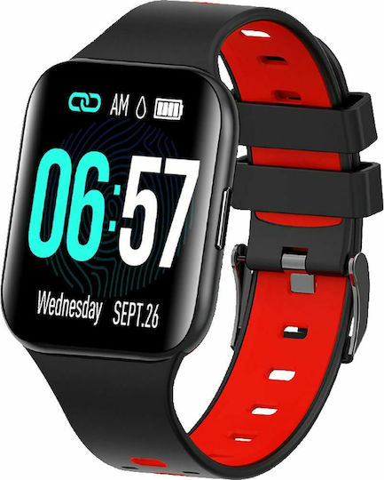 Breeze Uki Aluminium 44mm Smartwatch with Heart Rate Monitor (Black / Red) view 1