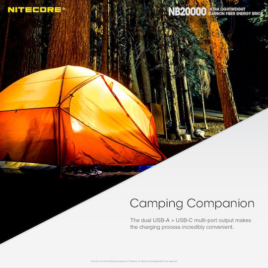 NiteCore NB20000 Power Bank 20000mAh 45W with 2 USB-A Ports and USB-C Port Carbon Fiber view 8