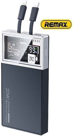 Remax RPP-507 Power Bank 10000mAh 22.5W with USB-A Port and USB-C Port Power Delivery Black