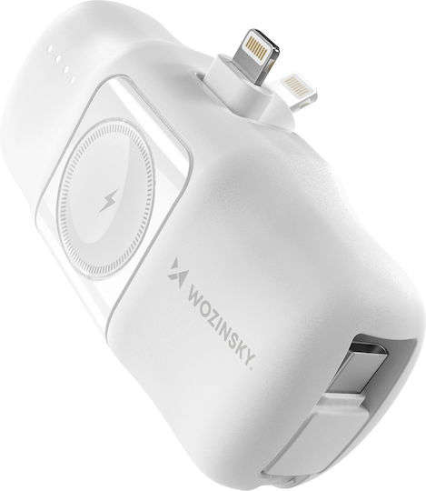 Wozinsky WF16-YLS Lightning Power Bank 5000mAh 15W with USB-C Port White