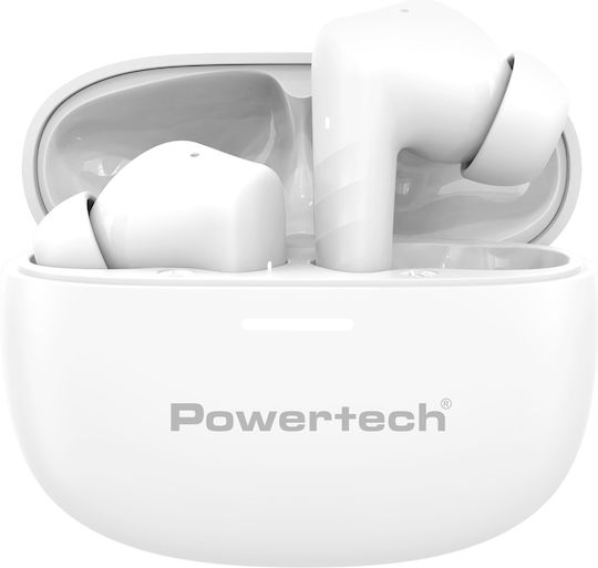 Powertech PT-1432 In-ear Bluetooth Handsfree Earphones with Charging Case White view 2