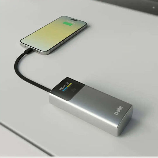 SBS Power Bank 10000mAh 20W with USB-A Port and USB-C Port Power Delivery Gray view 5