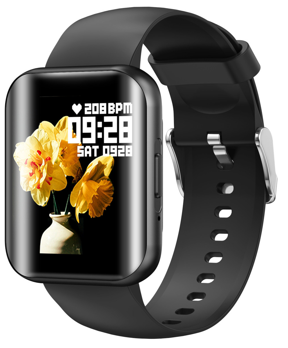 New FiT Aluminium Smartwatch with Heart Rate Monitor (Black)