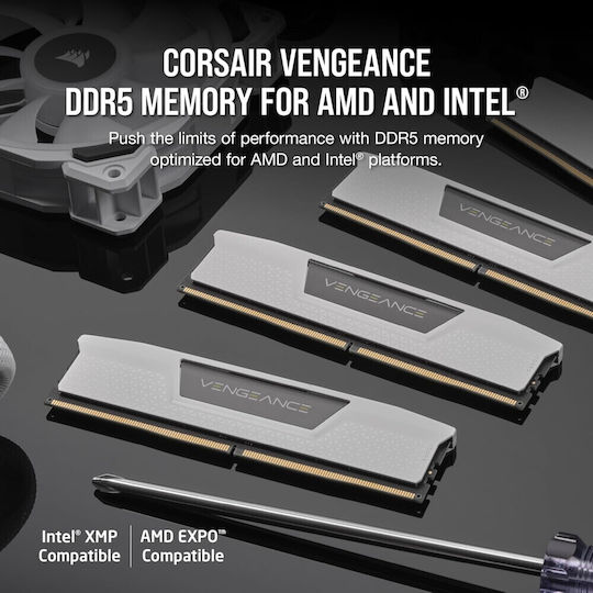 Corsair Vengeance White DDR5 32GB RAM with 2x16GB Modules and Speed 6400 for Desktop CMK32GX5M2B6400Z36W view 6