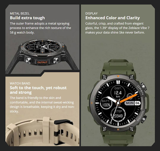 Zeblaze Vibe 7 47mm Smartwatch with Heart Rate Monitor (Black) vue 5