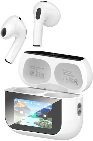 XO X47 Earbud Bluetooth Handsfree Earphones with Sweat Resistance and Charging Case White view 2