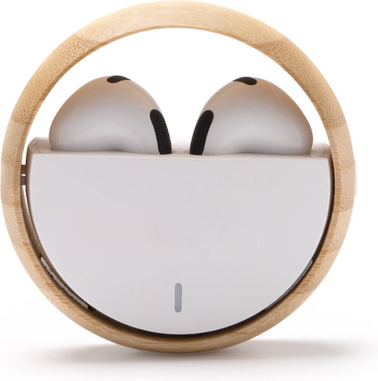 Auron Earbud Bluetooth Handsfree Earphones with Charging Case White view 4