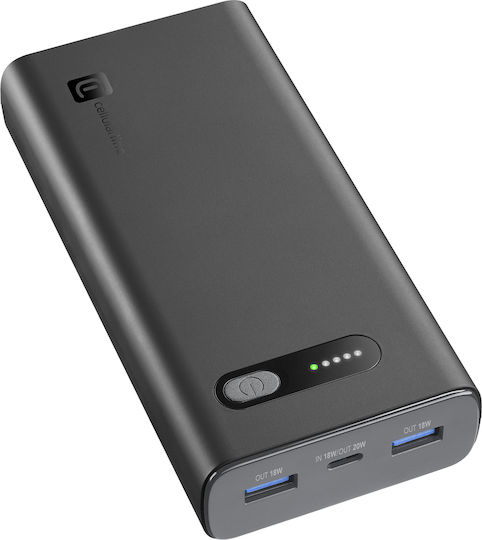 Cellular Line Fast Power Bank 20000mAh with 2 USB-A Ports and USB-C Port Power Delivery Black view 1