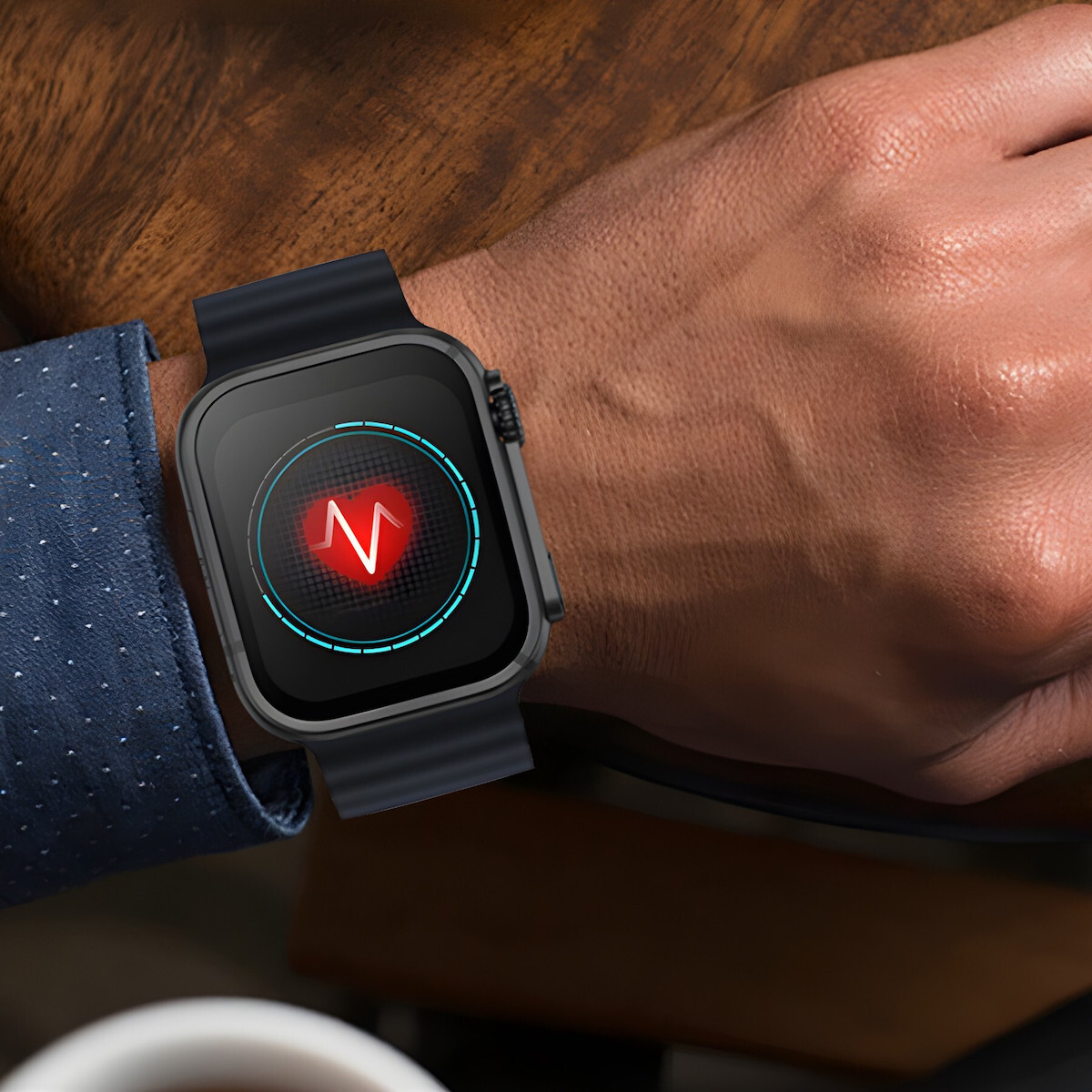E740-1 Smartwatch with Heart Rate Monitor (Black) view 3