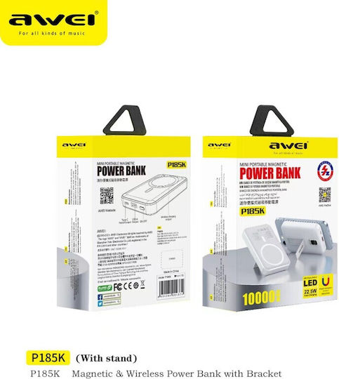 Awei P185K Power Bank 10000mAh with USB-A Port Power Delivery White vue 2