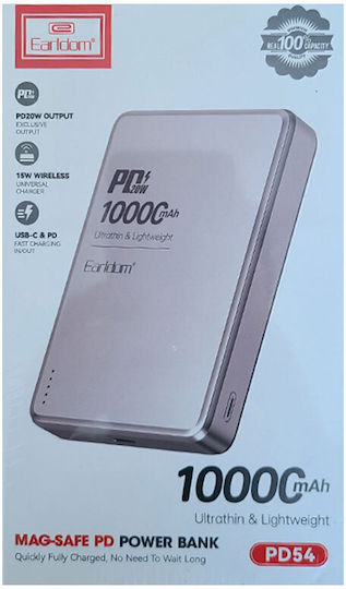 Earldom ET-PB54 Power Bank 10000mAh with USB-C Port Power Delivery Silver