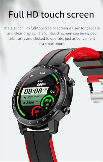 Senbono S30 47mm Smartwatch with Heart Rate Monitor (Black Red) view 3
