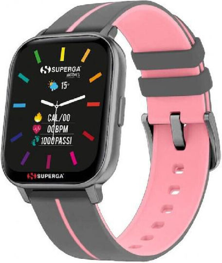 Superga SW-STC023 40mm Smartwatch with Heart Rate Monitor (Grey/Pink)