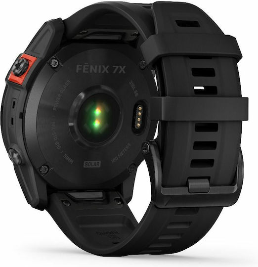 Garmin Fenix 7X Solar Stainless Steel 51mm Waterproof Smartwatch with Heart Rate Monitor (Slate Grey with Black Band) view 7