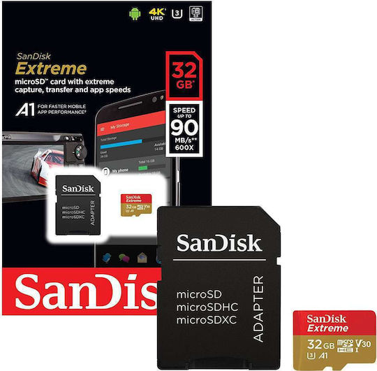 Sandisk Extreme Plus microSDHC 32GB U3 V30 A1 UHS-I 95MB/s With Adapter view 2