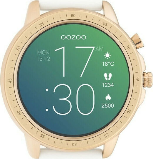 Oozoo Q00322 45mm Smartwatch with Heart Rate Monitor (Gold / White) view 2