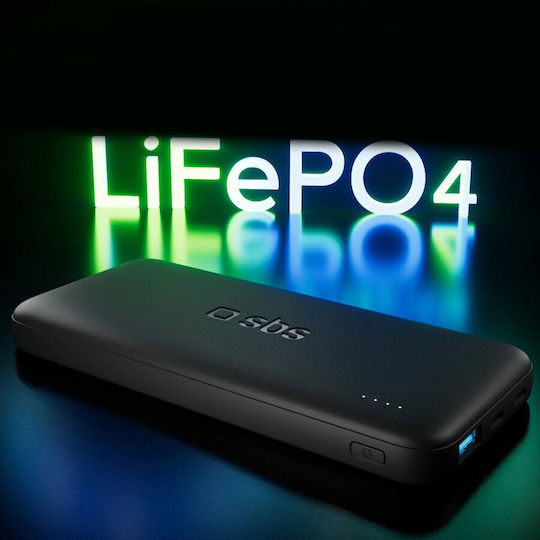 SBS Power Bank 10000mAh 10W with USB-A Port and 2 USB-C Ports Black view 3