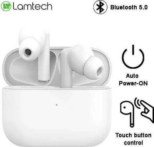 Lamtech LAM020953 Earbud Bluetooth Handsfree Earphones with Charging Case White view 4