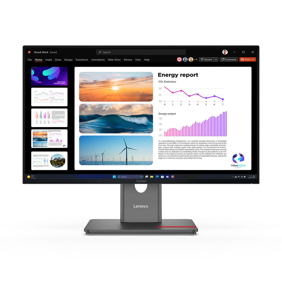 Lenovo ThinkVision P24Q-40 IPS Monitor 23.8" QHD 2560x1440 with Response Time 6ms GTG view 1