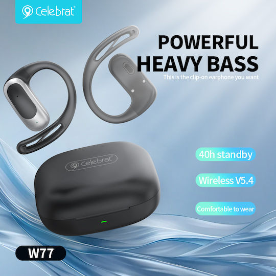 Celebrat W77 Open Ear Bluetooth Handsfree Headphones with Charging Case Black view 5