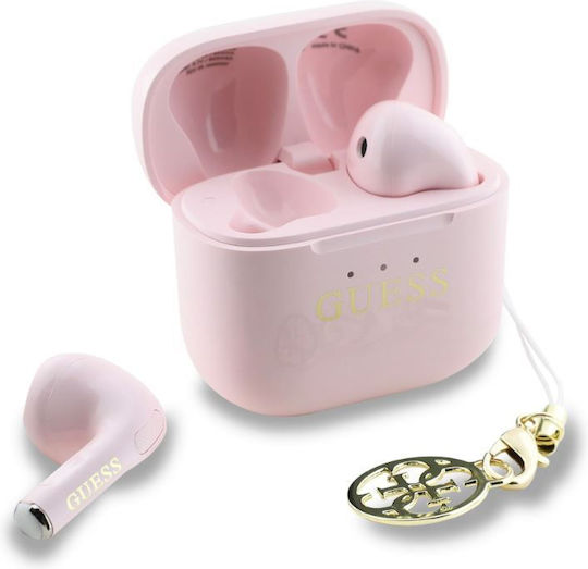 Guess Classic Logo Charm Earbud Bluetooth Handsfree Earphones with Charging Case Pink view 1