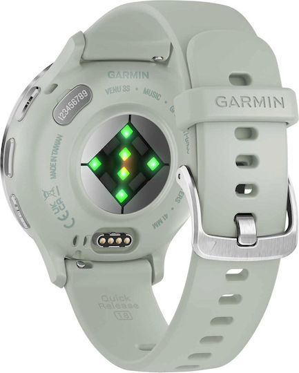 Garmin Venu 3S 41mm Waterproof Smartwatch with Heart Rate Monitor (Silver Stainless Steel Bezel with Sage Gray Case and Silicone Band) view 6