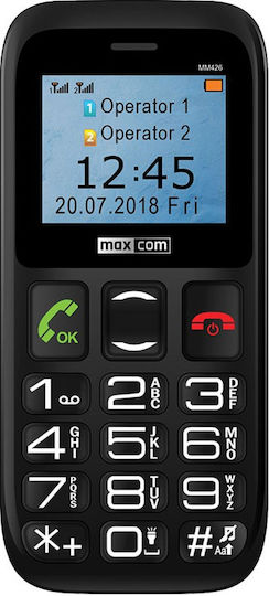 MaxCom Comfort MM426 Dual SIM Mobile with Large Buttons (Greek Menu) Black view 1