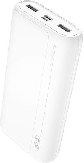 XO PR122 Power Bank 20000mAh with 2 USB-A Ports and USB-C Port White view 3