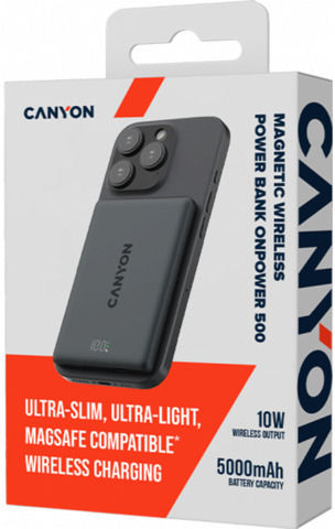 Canyon OnPower 500 MagSafe 5000mAh 20W with USB-C Power Delivery Port Black vista 6