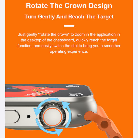 U8 Ultra 45mm Smartwatch with Heart Rate Monitor (Orange) view 7