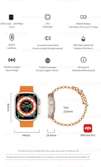 S8 Ultra 49mm Smartwatch with Heart Rate Monitor (Black) view 4
